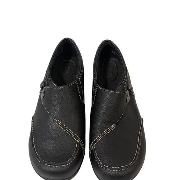 Clarks Ashland Black Leather Slip-On Loafers Shoes - Picture 2 of 5